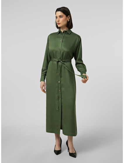 Картинка Сукня‑сорочка міді в оливковому відтінку