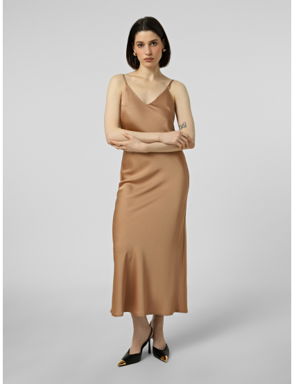 Картинка Атласна сукня‑комбінація у теплому карамельному відтінку