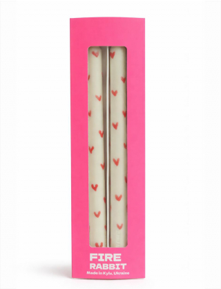 Картинка Набір з двох свічок з червоним сердечком