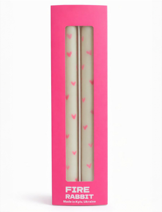 Картинка Набір з двох свічок з рожевим сердечком