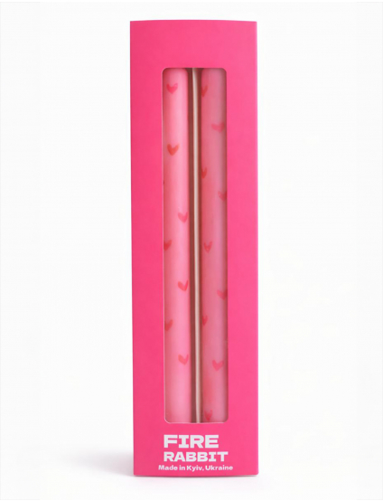 Картинка Набір з двох рожевих соєвих свічок в серденько (Червоне)