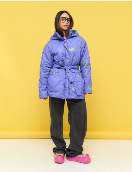 Картинка Стьобана куртка у лавандовому кольорі з принтом