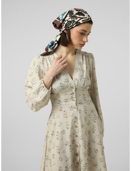 Картинка Лляна сукня міні з трикутним вирізом