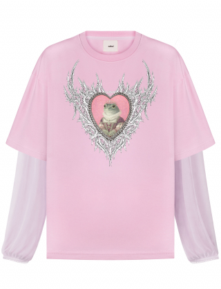 Картинка Лонгслів із органзовими рукавами та принтом «Royal Frog»