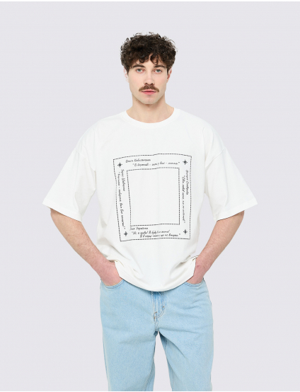 Картинка Футболка з принтом «Сила слова», oversize, молочна