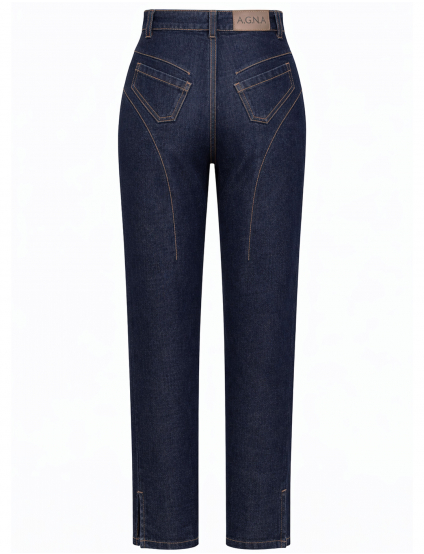Картинка Темно-сині джинси Slim Straight з високою посадкою