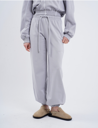 Картинка Штани джогери з кантом сірі