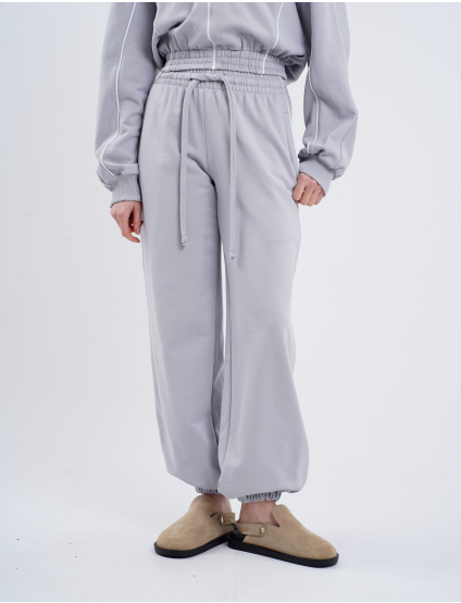 Картинка Штани джогери з кантом сірі