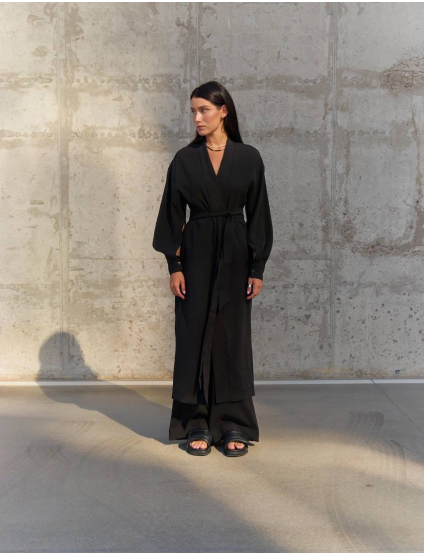 Картинка Чорне кімоно з поясом