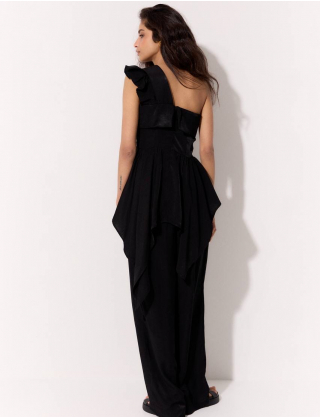 Картинка Чорні широкі штани зі струмким силуетом 