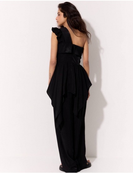 Картинка Чорні широкі штани зі струмким силуетом 