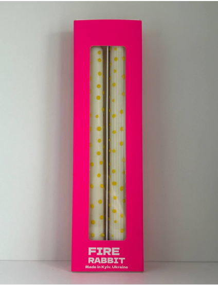 Картинка Свічка біла у жовту крапочку