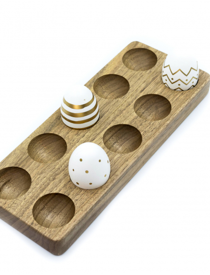 Картинка Дерев’яний великодній лоток для яєць з горіха