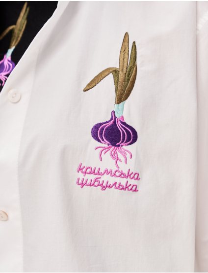 Картинка Сорочка з вишивкою «Кримська цибулька» молочна