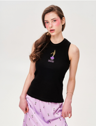 Картинка Майка з вишивкою «Кримська цибулька» чорна