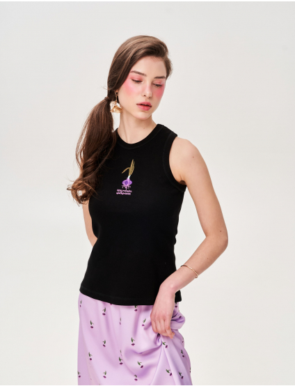 Картинка Майка з вишивкою «Кримська цибулька» чорна