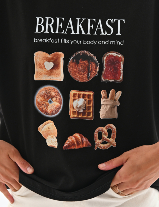 Футболка breakfast оверсайз чорна Картинка Футболка breakfast оверсайз чорна