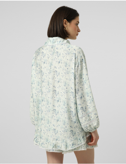 Картинка Сорочка принтована блакитними квітами 