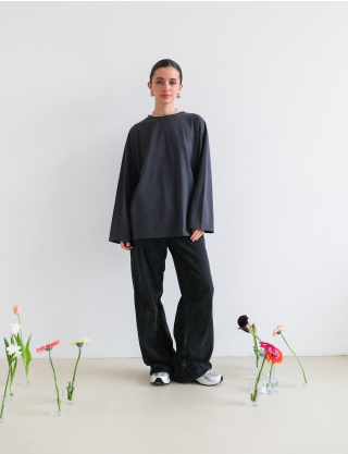 Картинка Лонгслів бавовняний темно-сірий