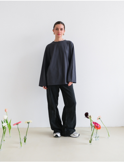 Картинка Лонгслів бавовняний темно-сірий