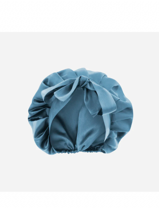 Картинка Шовкова нічна шапочка блакитна