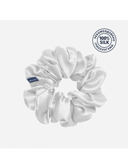 Картинка Шовкова резинка для волосся біла