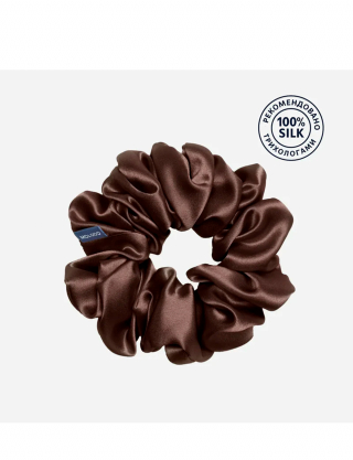 Картинка Шовкова резинка для волосся коричнева