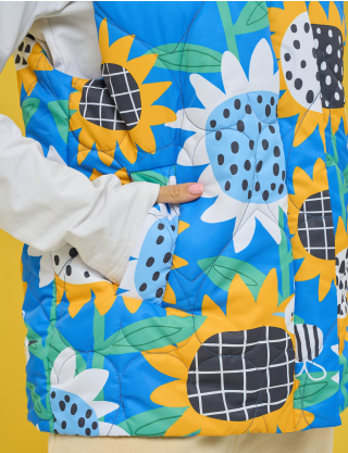 Картинка Стьобана утеплена жилетка в насичено‑синій гамі