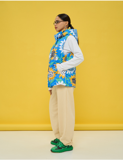 Картинка Стьобана утеплена жилетка в насичено‑синій гамі