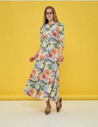 Картинка Сукня міді з яскравим квітковим принтом