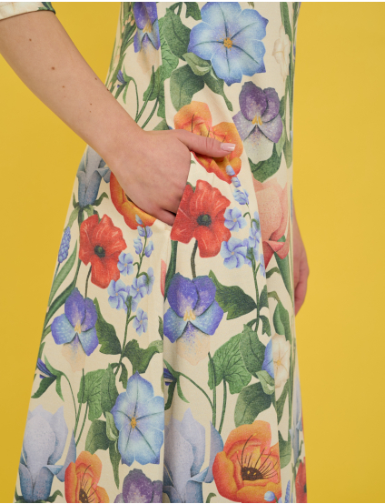 Картинка Сукня міді з яскравим квітковим принтом