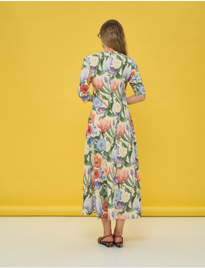 Картинка Сукня міді з яскравим квітковим принтом