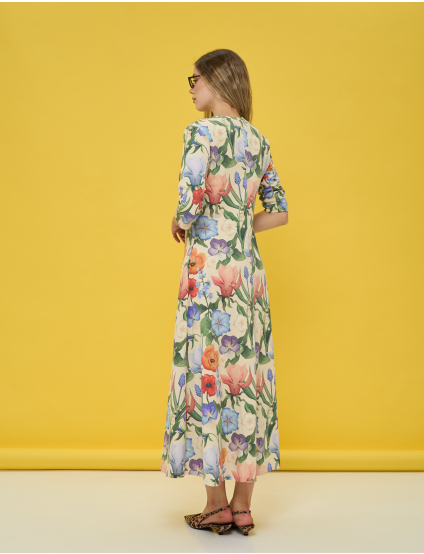 Картинка Сукня міді з яскравим квітковим принтом