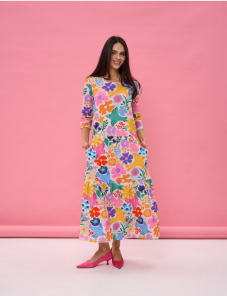 Картинка Сукня максі з насиченим багатоколірним флористичним принтом