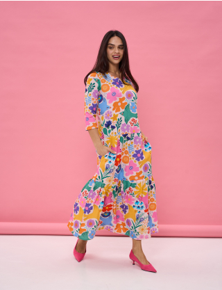 Картинка Сукня максі з насиченим багатоколірним флористичним принтом