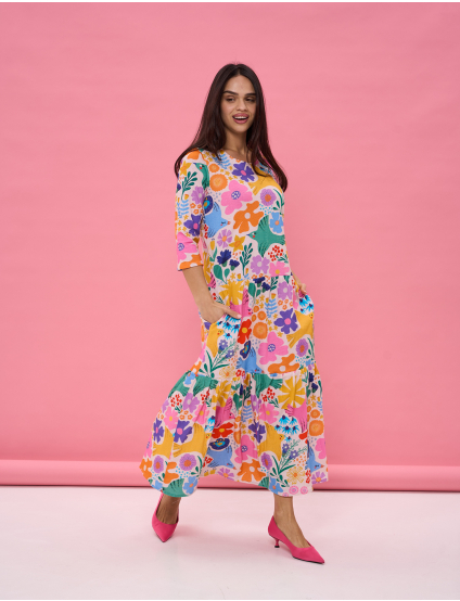 Картинка Сукня максі з насиченим багатоколірним флористичним принтом