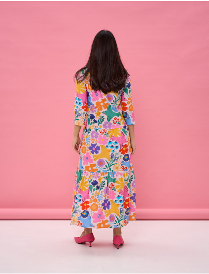 Картинка Сукня максі з насиченим багатоколірним флористичним принтом