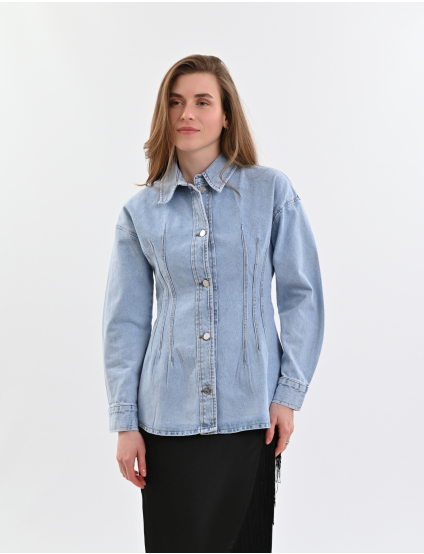 Картинка Сорочка джинсова приталена блакитна