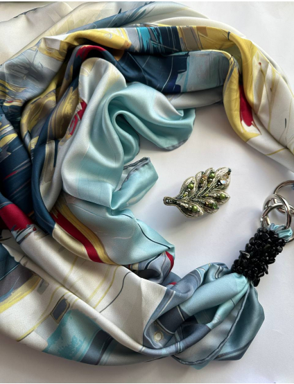 Картинка Дизайнерська шовкова хустка "Морський бриз"