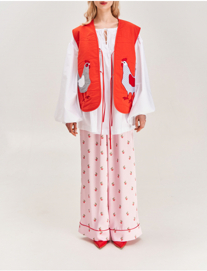 Картинка Жилет стьобаний з аплікацією "Курочки"