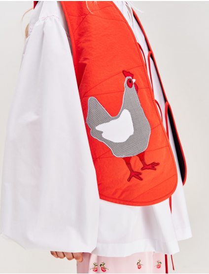 Картинка Жилет стьобаний з аплікацією "Курочки"