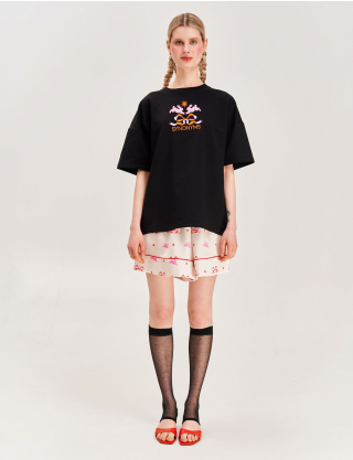 Картинка Футболка з вишивкою «Зайчики» чорна