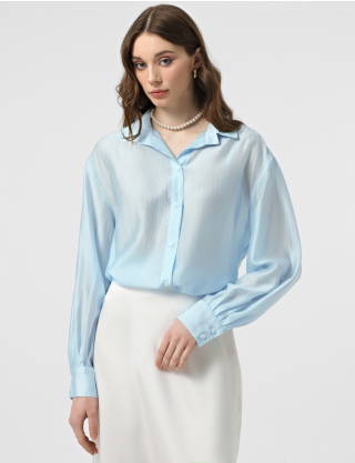 Картинка Небесно-блакитна oversize сорочка