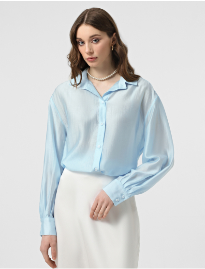 Картинка Небесно-блакитна oversize сорочка