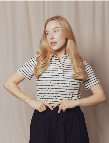 Картинка Футболка поло в чорно-былу смужку