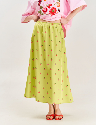 Картинка Спідниця принтована "Херсонські помідори" зелена