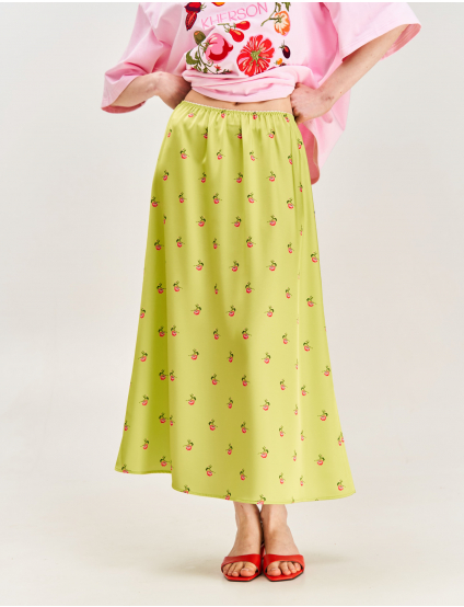 Картинка Спідниця принтована "Херсонські помідори" зелена