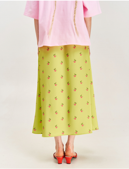 Картинка Спідниця принтована "Херсонські помідори" зелена