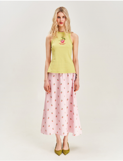 Картинка Спідниця принтована "Херсонські помідори" рожева