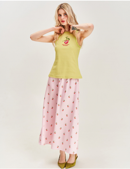 Картинка Спідниця принтована "Херсонські помідори" рожева